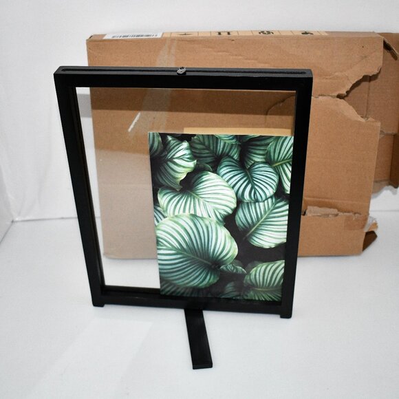 Qiannhee Floating Frame – 8x10 Black Wood Picture Frame with Double Glass | Tabl - Picture 1 of 2